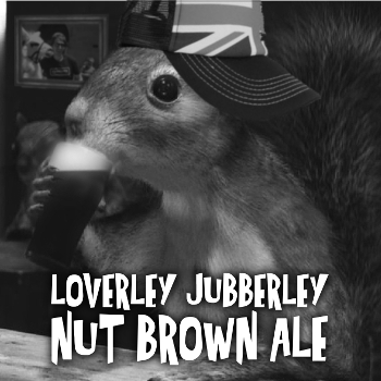 A Squirrel Drinking A Nut Brown Ale wearing an English cap